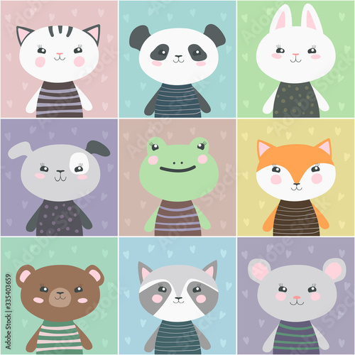 Set with cute funny animals.