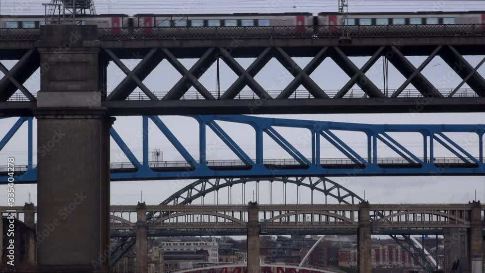 Newcastle upon Tyne bridges over river England UK 4K Newcastle upon Tyne bridges over river England UK 4K