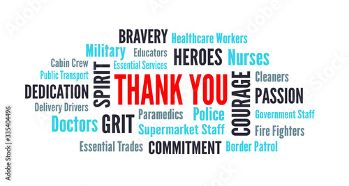 Thank you wordcloud for coronavirus covid-19 nurses and healthcare