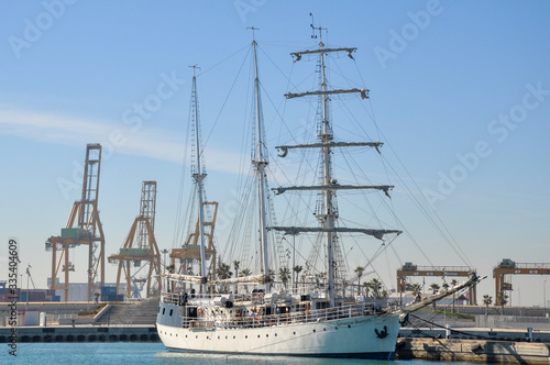 Sailboat at the dock of the port