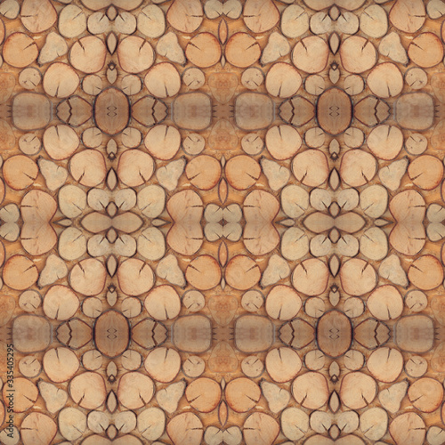 Wood decorative carved  tiles, 3d illustration