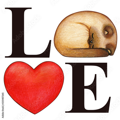 Love message with watercolor color point kitten