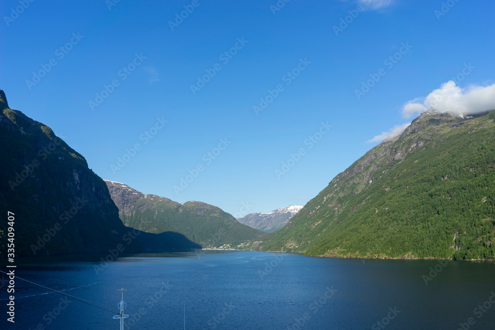 Cruise in Geiranger fjord in Norway