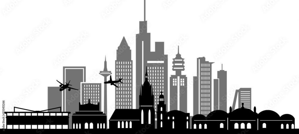 FRANKFURT MAIN City Skyline Silhouette Cityscape Vector