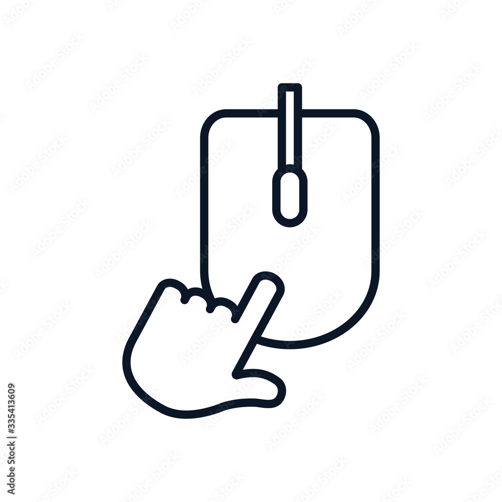 shopping online concept, hand cursor with mouse device icon, line style shopping online concept, hand cursor with mouse device icon, line style