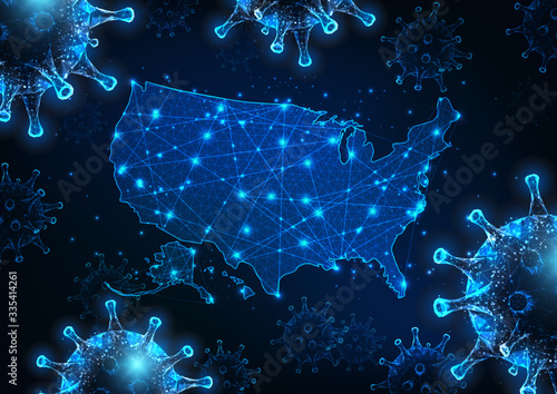 Futuristic covid-19 coronavirus Pandemic in the United states of America concept