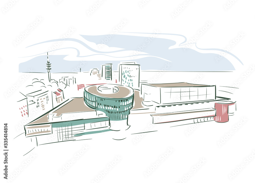 Duisburg Germany Europe vector sketch city illustration line art