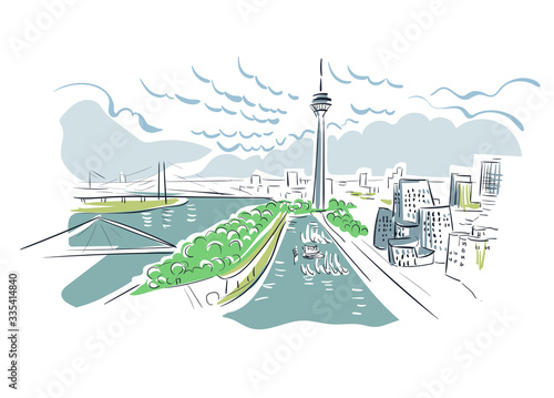 Dusseldorf Germany Europe vector sketch city illustration line art photo