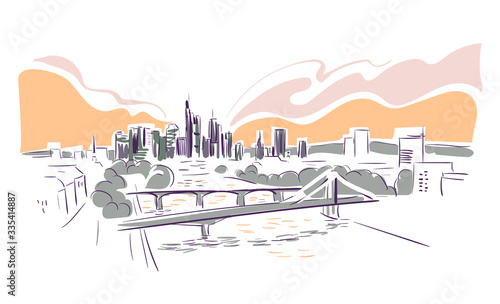 Frankfurt Germany Europe vector sketch city illustration line art