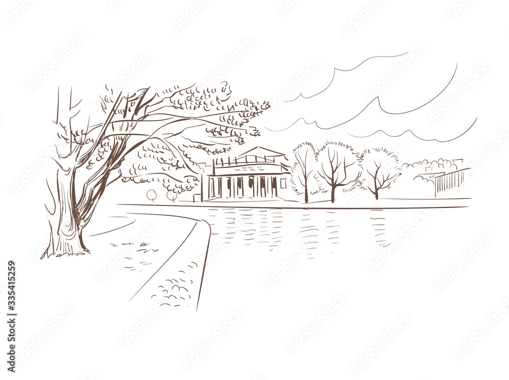 Obraz premium Stuttgart Germany Europe vector sketch city illustration line art