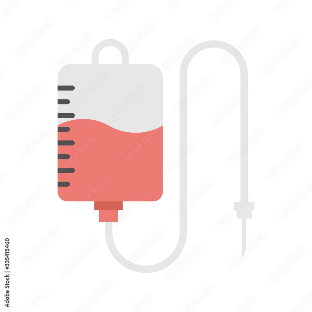 IV bag icon in flat style. Blood bag sign. IV bag icon in flat style. Blood bag sign.