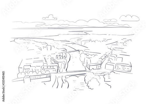 Galway Irland Europe vector sketch city illustration line art