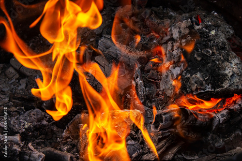 Burnt coal background, abstract fire background