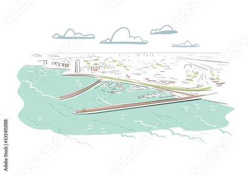 Terneuzen Netherlands Europe vector sketch city illustration line art photo