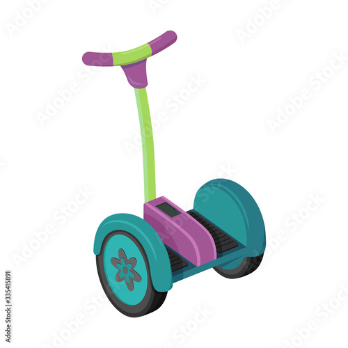 Electric scooter in a flat style. Vector illustration. Non-fuel, non-polluting urban transport. Self-balance transporterObject is isolated on a white background. Outdoor activity technology