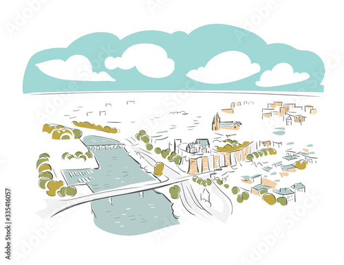 Angers France Europe vector sketch city illustration line art photo