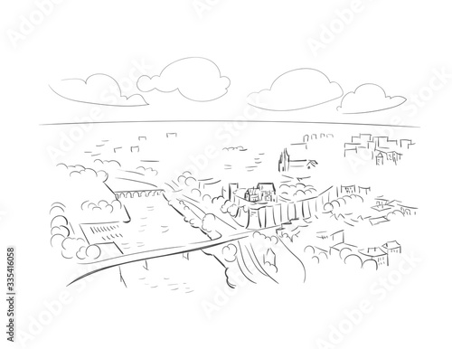 Angers France Europe vector sketch city illustration line art