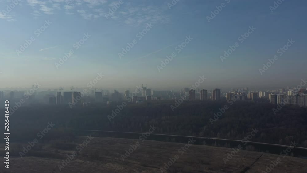 MOSCOW, RUSSIA - 27th Feb: early spring,a large metropolis in smog, 4K MOSCOW, RUSSIA - 27th Feb: early spring,a large metropolis in smog, 4K