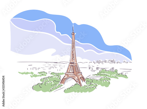 Paris France Europe vector sketch city illustration line art