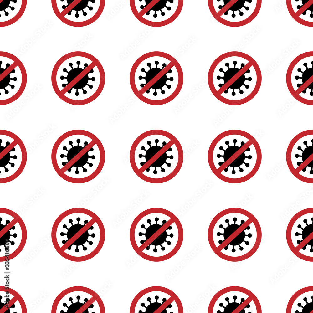 Coronavirus hand drawn bacterias in seamless pattern. Vector stock illustration. Coronavirus hand drawn bacterias in seamless pattern. Vector stock illustration.
