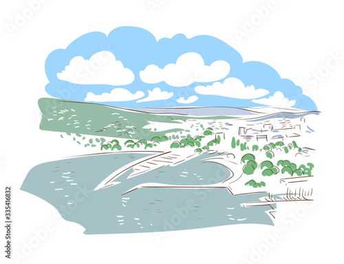 Biel Bienne Switzerland Europe vector sketch city illustration line art photo