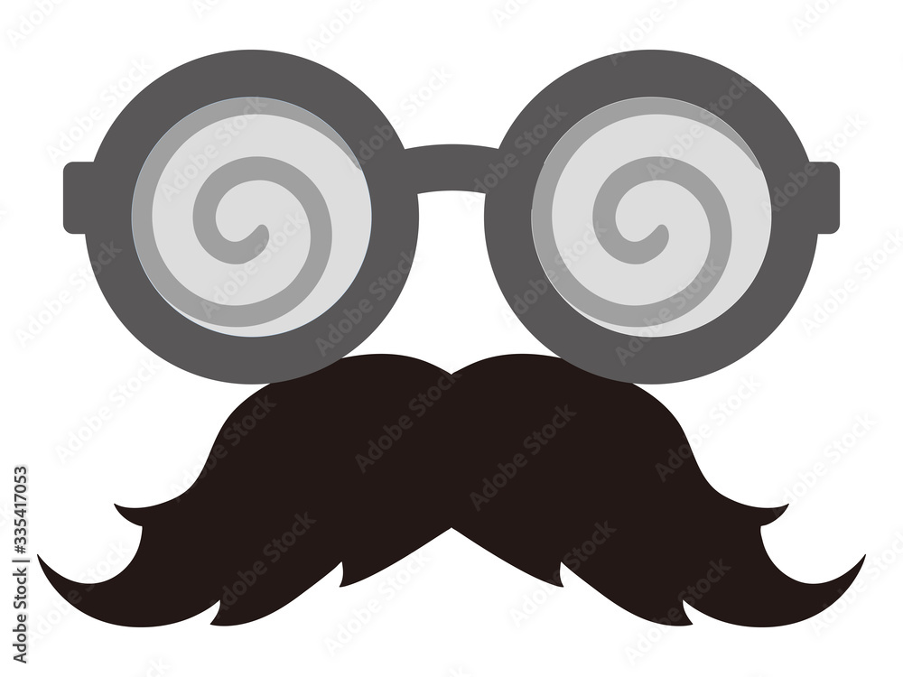 Fototapeta premium 渦巻柄のメガネと黒い髭