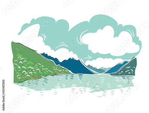 Lugano Switzerland Europe vector sketch city illustration line art