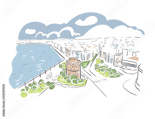 Thessaloniki Greece Europe vector sketch city illustration line art
