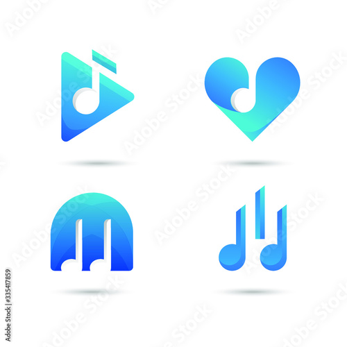 music logo design Note web logotype. Abstract icon vector Sound recording studio, night party, disco, vocal course, composer, singer symbol 