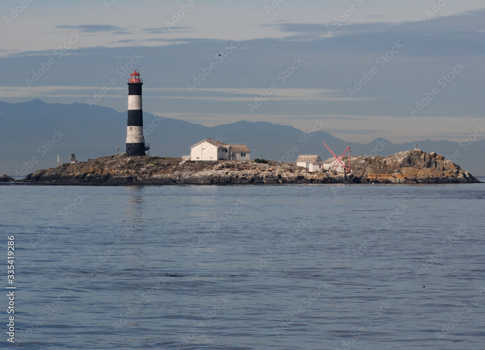 Lighthouse On Race Rocks Island Strait Of Juan De Fuca Vancouver Island