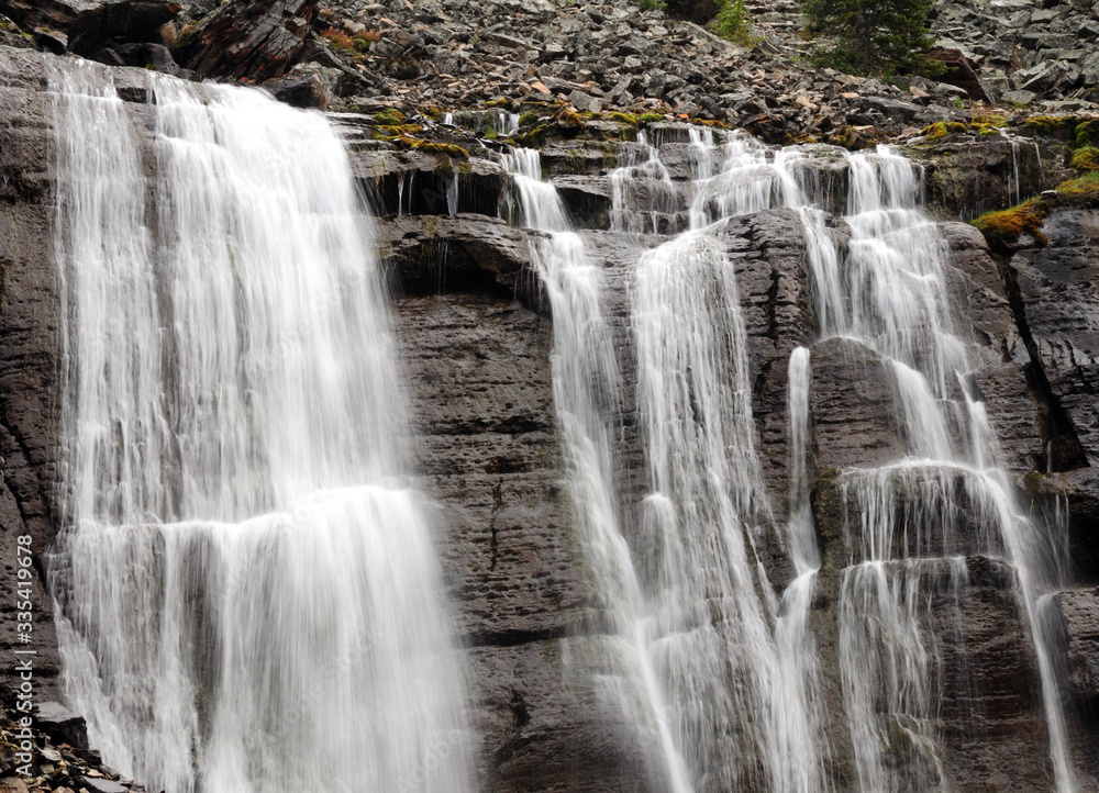 Naklejka premium Long Time Exposure Of Seven Veils Falls At Lake O'Hara Yoho National Park
