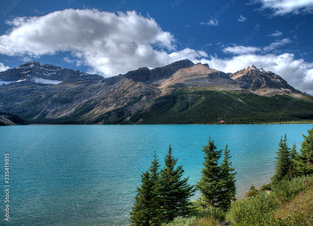 Wonderful Turquoise Surface Of The Bow Lake At The Icefield Parkway Banff National Park