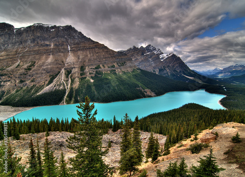 Bird's Eye View To The Breathtaking Peyto Lake At The Icefield Parkway Banff National Park