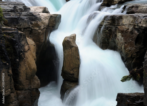 Long Time Exposure Of The Sunwapta Falls At The Icefield Parkway Jasper National Park photo