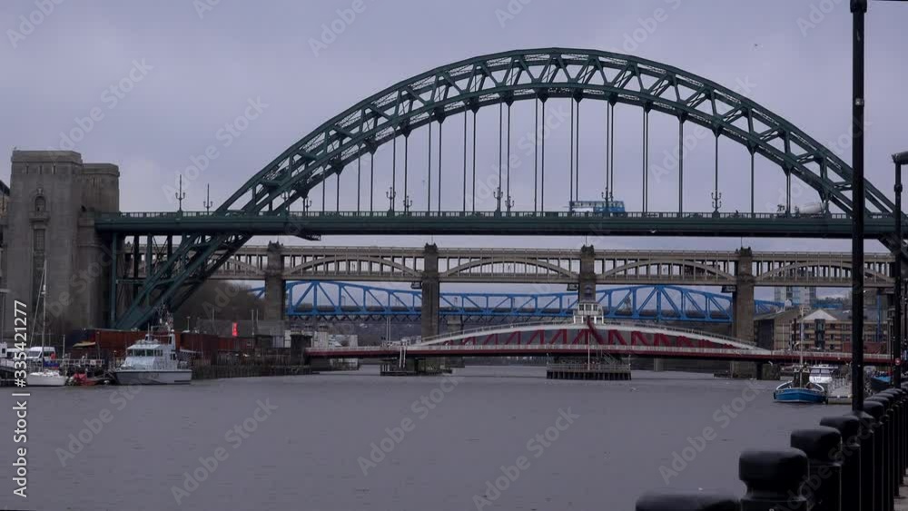 Newcastle upon Tyne bridges over river England UK 4K Newcastle upon Tyne bridges over river England UK 4K