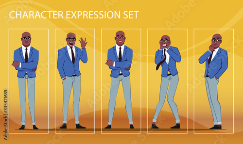 Businessmen in different emotions and expressions. Businessperson in casual office look. Stylish men