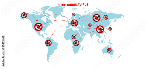 Coronavirus 2019-nC0V Outbreak, Travel Alert concept. The virus attacks the respiratory tract, pandemic medical health risk.