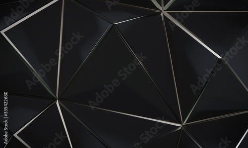 Abstract Luxury background. Polygonal pattern. Black and silver Vector illustration 3D