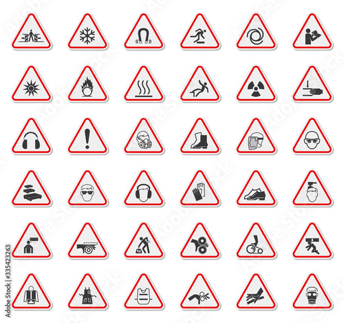 Free Download Warning Hazard Symbols labels Sign Isolate on White Background,Vector Illustration - GFXLoad