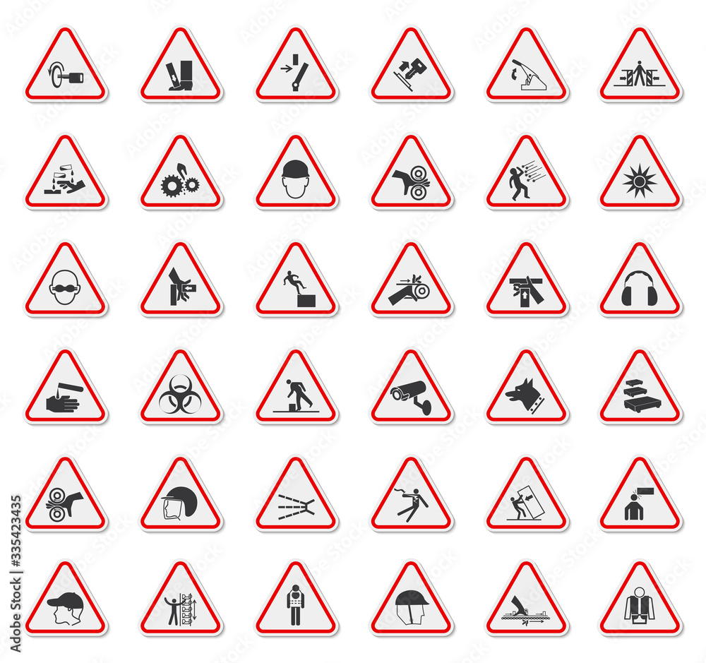 Warning Hazard Symbols labels Sign Isolate on White Background,Vector Illustration Warning Hazard Symbols labels Sign Isolate on White Background,Vector Illustration
