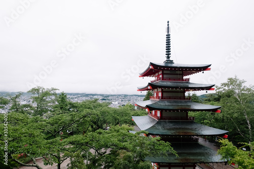 japanese pagoda in forest 