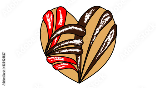 Abstraktes Herz beige, zusammenhalten.