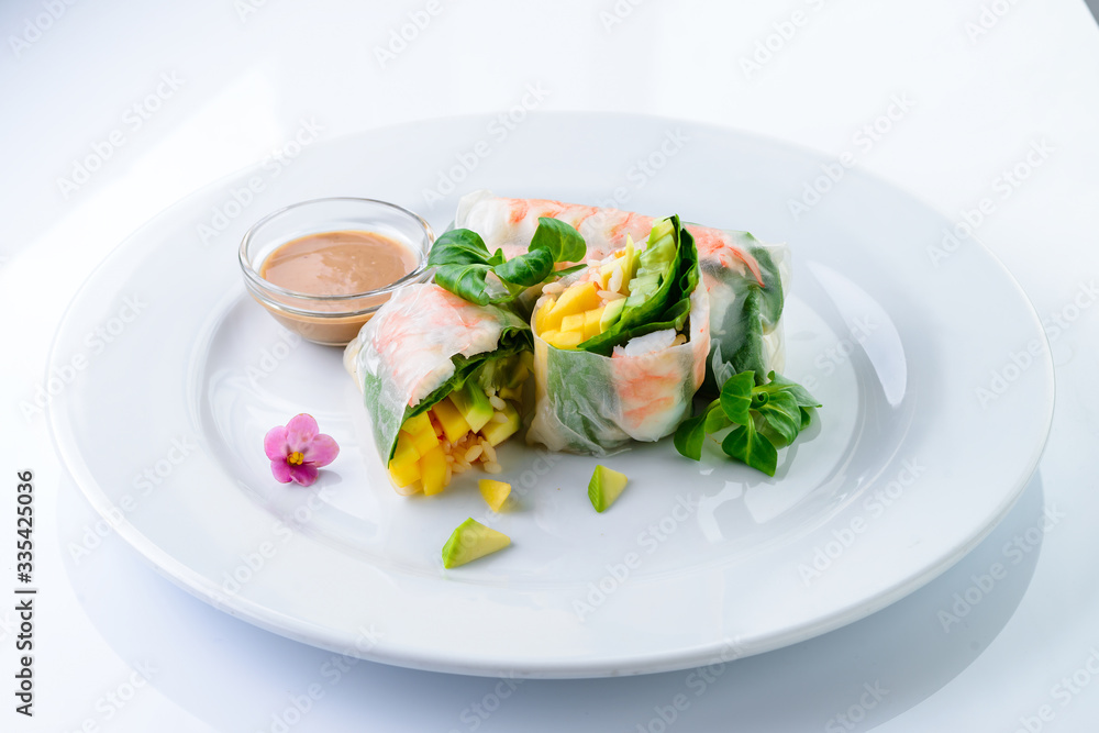 shrimp and vegetable spring rolls