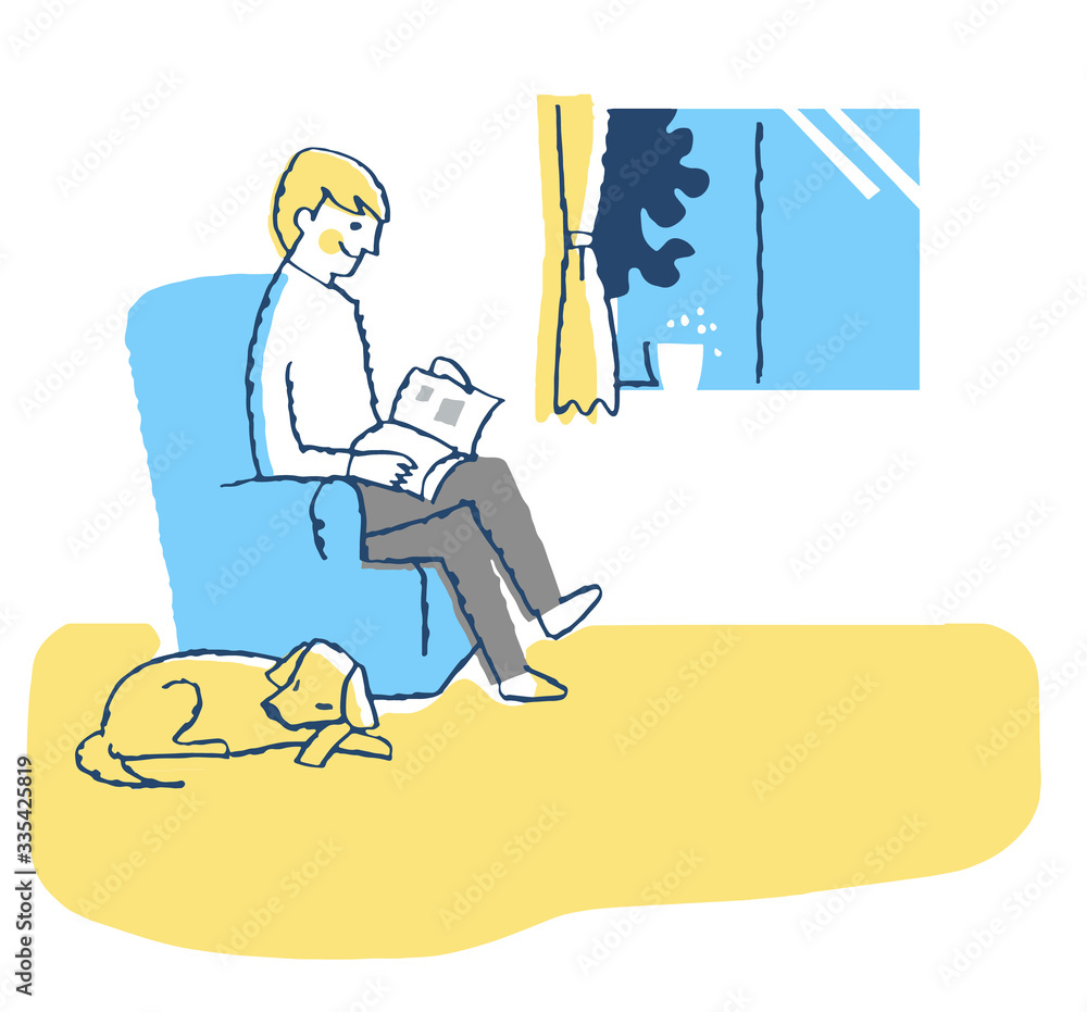 リビングでくつろぐ男性と犬 Stock イラスト Adobe Stock リビングでくつろぐ男性と犬 Stock イラスト Adobe Stock