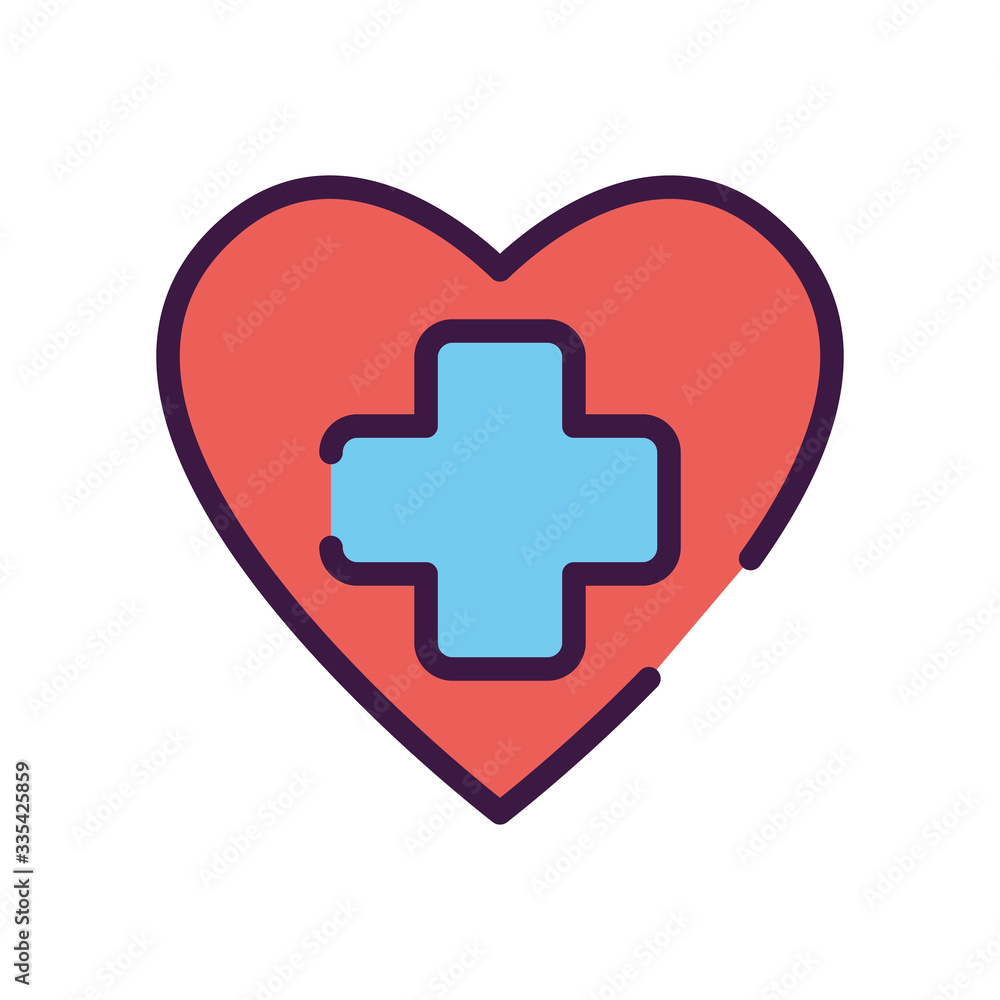 healthcare concept, heart with medical cross icon, line color style healthcare concept, heart with medical cross icon, line color style