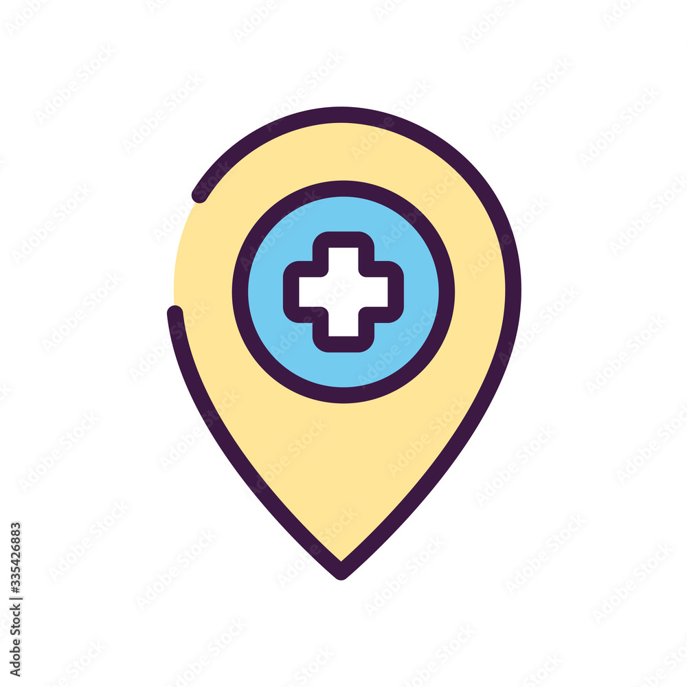 healthcare concept, location pin with medicine cross icon, line color style healthcare concept, location pin with medicine cross icon, line color style