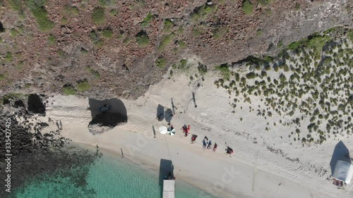 Amazing aerial  view of the Island Espiritu Santo in La Paz Mexico