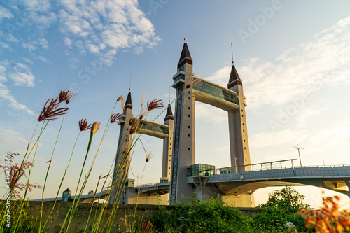 Photography The iconic drawbridge located across the river in Terengganu, Malaysia