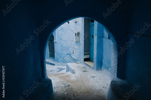 blue street in chefchaouen morocco © Nicolas