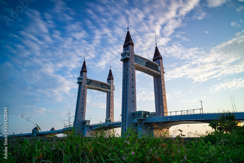 Canvas Print The iconic drawbridge located across the river in Terengganu, Malaysia